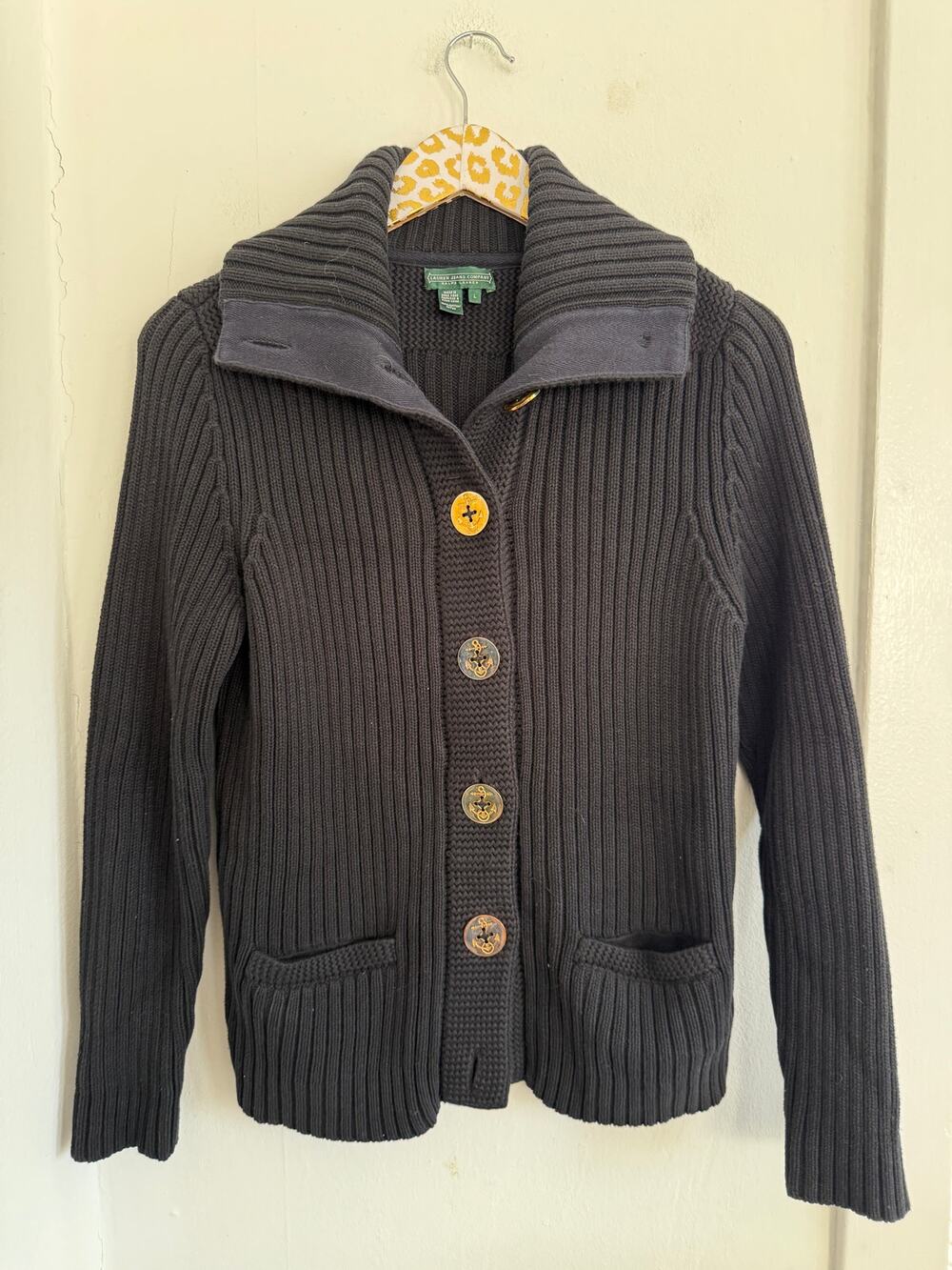 Lauren Jeans Company Black Women's Button Front Sweater | Size Large